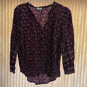 Chic Burgundy Floral Blouse